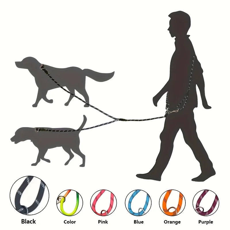 Hands-Free Double Dog Leash with Elastic Rope for Entryway & Walks
