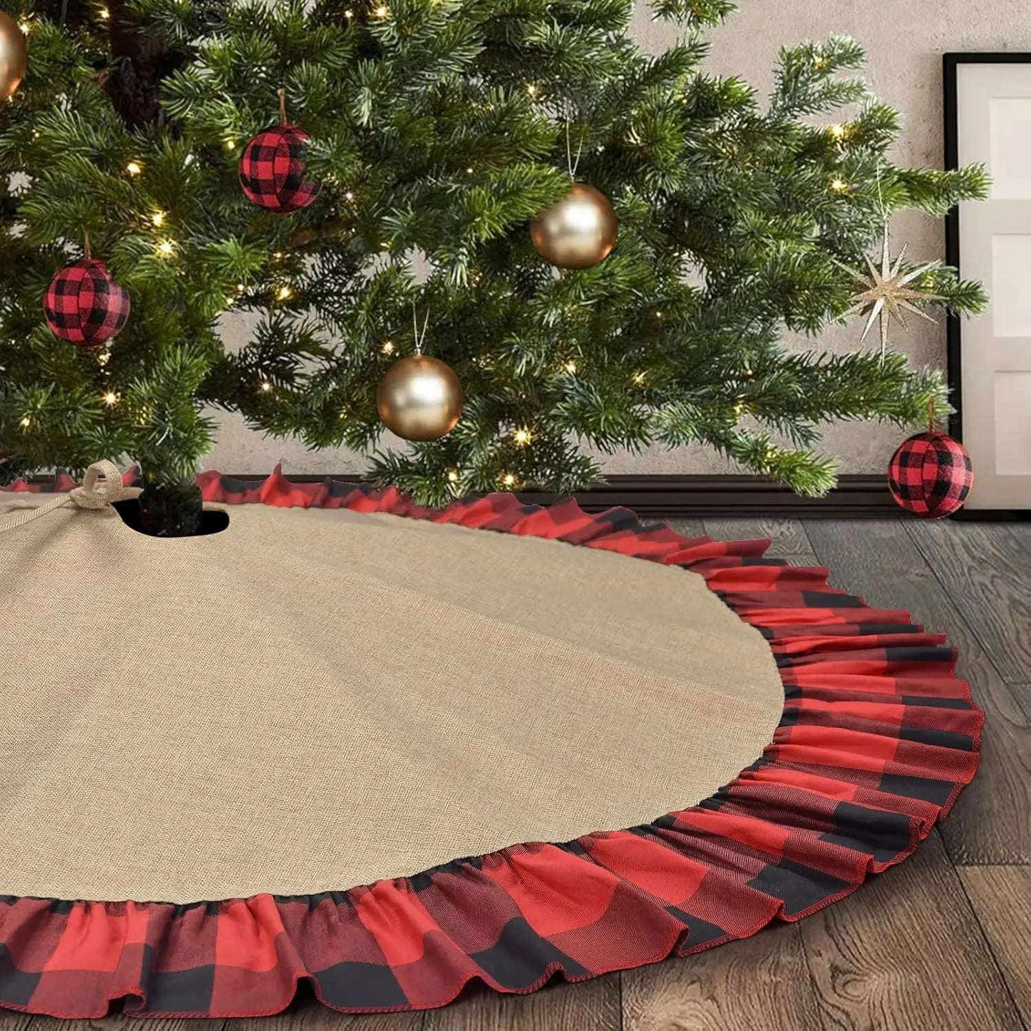 Harbor Ruffle-Edge Burlap Christmas Tree Skirt