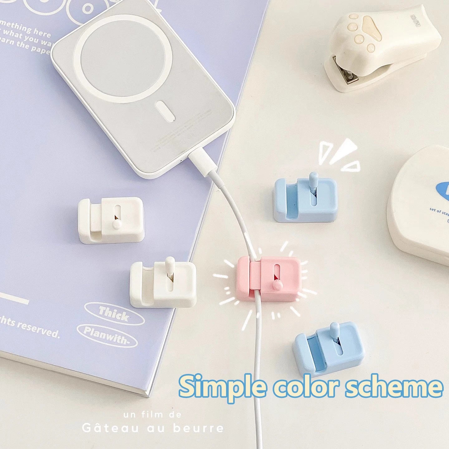 No-Drill Desk Cable Clips for Charging Cord Organization