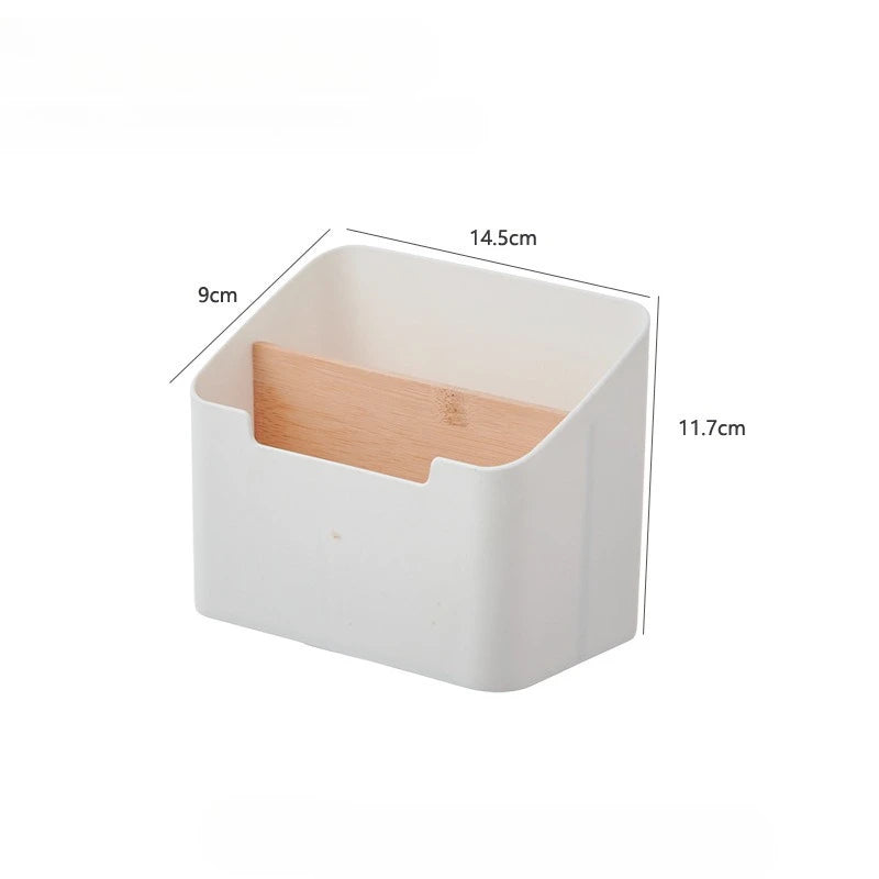 White Divider Storage Box Organizer for Remotes, Desk Supplies & Makeup - 2 or 4 Compartments