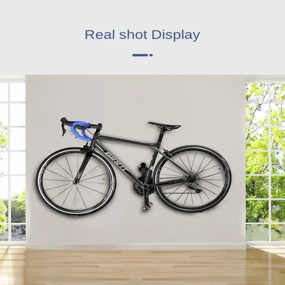 Black Steel Wall-Mounted Bike Pedal Rack for Garage & Home Bicycle Storage