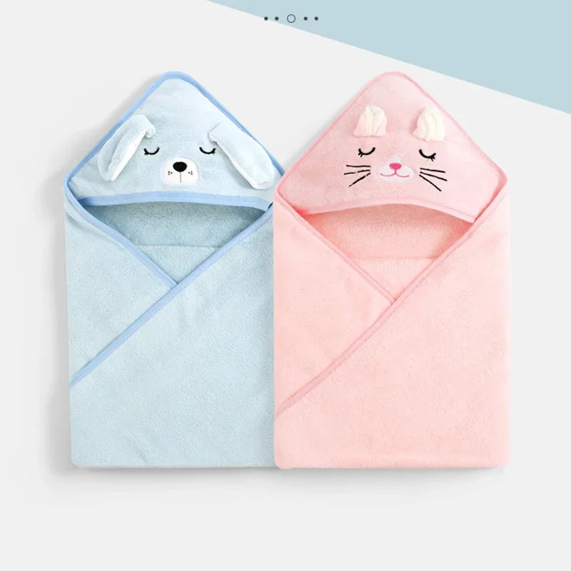 Cartoon Animal Hooded Baby Bath Towel Blanket – Soft Coral Fleece