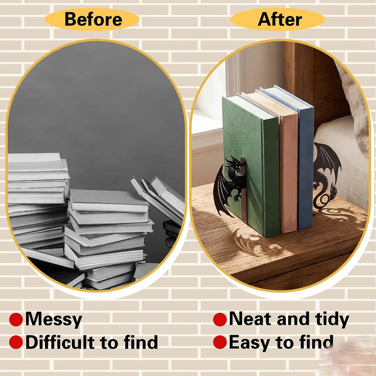 Dragon Silhouette Metal Bookend