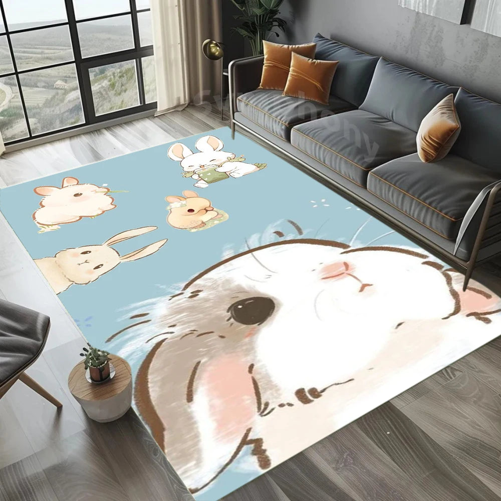 Briar Bunny Cartoon Area Rug for Bedroom & Living Room