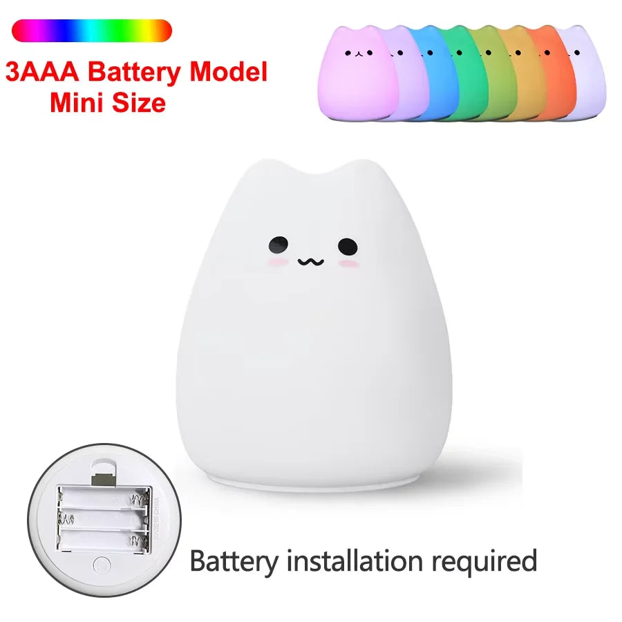 Milo Cat Silicone Night Light with Touch Control – Nursery Table Lamp