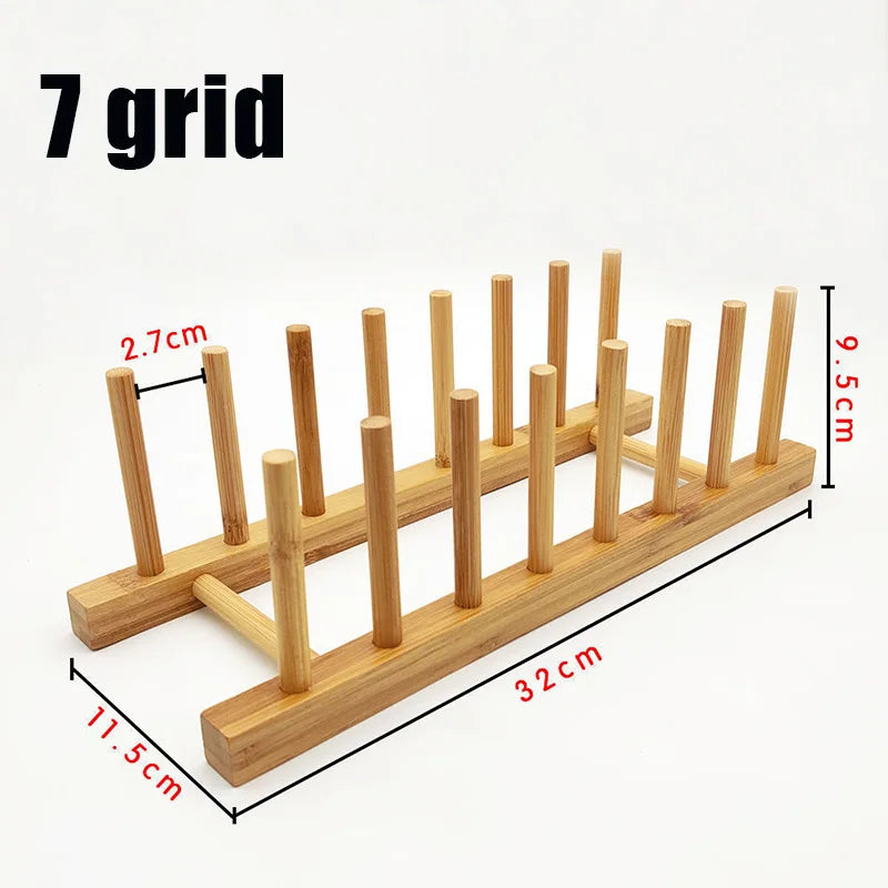 Wooden Plate and Dish Rack Kitchen Organizer
