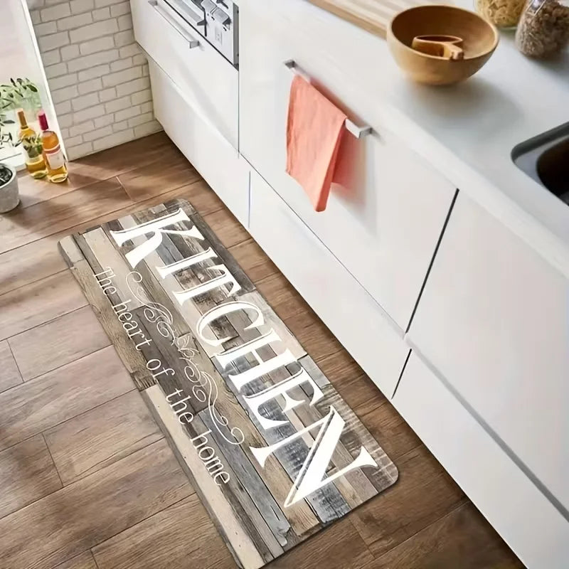 Modern Kitchen Runner Rug with Non-Slip Backing – Rectangular Soft Polyester Floor Mat for Kitchens, Hallways & Laundry Spaces