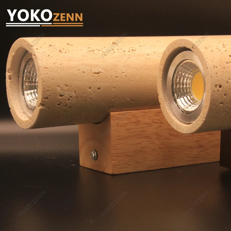 Linden Travertine & Wood Wall Sconce