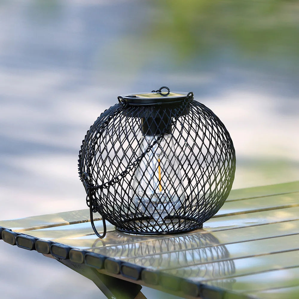 Mesh Solar Lantern for Outdoor Spaces with Hanging Chain