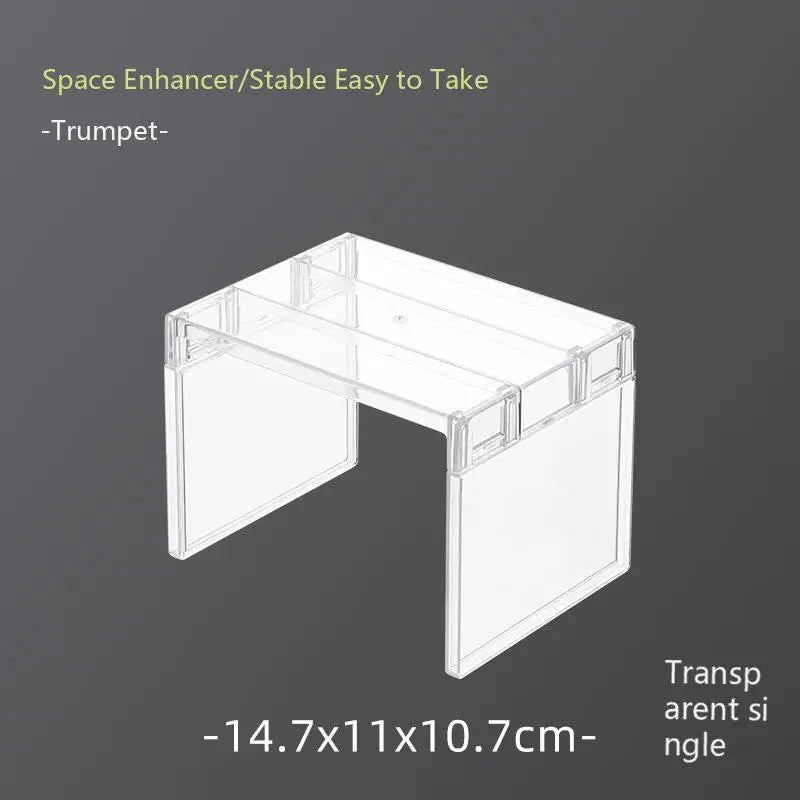 Clear Stackable Cabinet Shelf Divider for Kitchen & Fridge Organization, Plastic, Small or Large