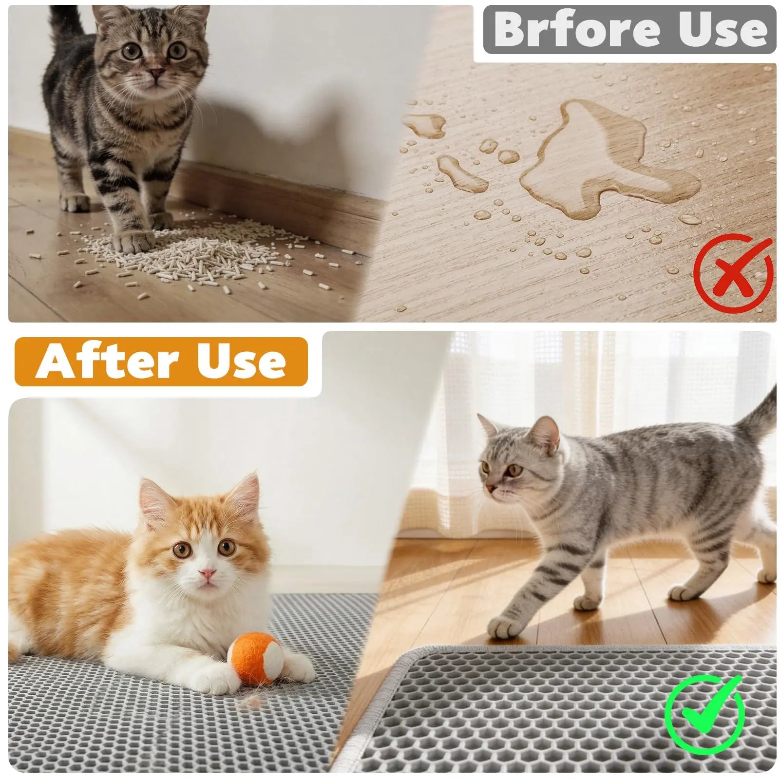 Double-Layer Cat Litter Mat for Easy Floor Cleanup