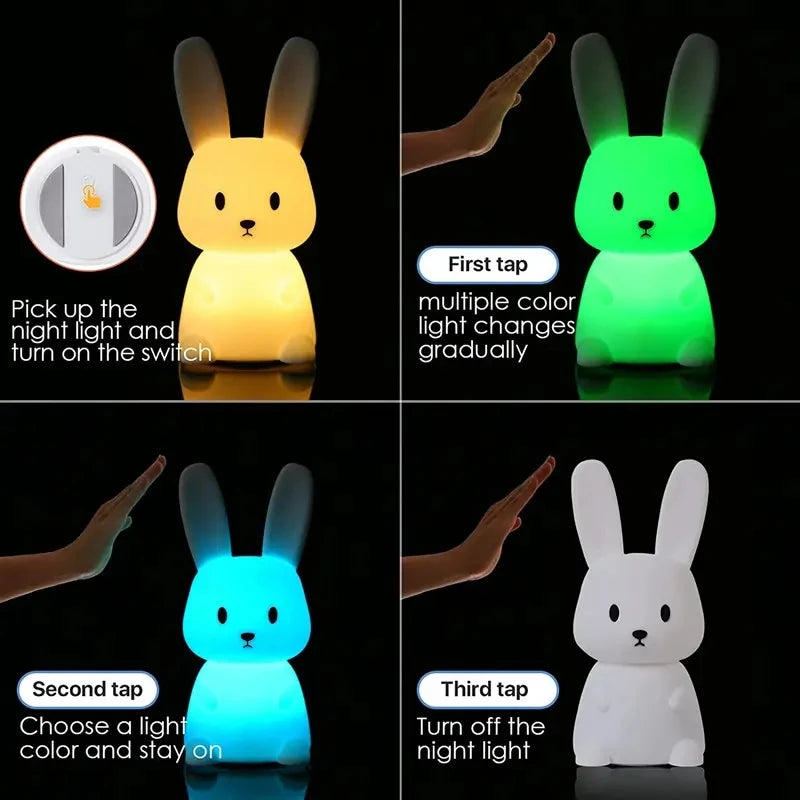 Willow Silicone Bunny Night Light with Touch Sensor