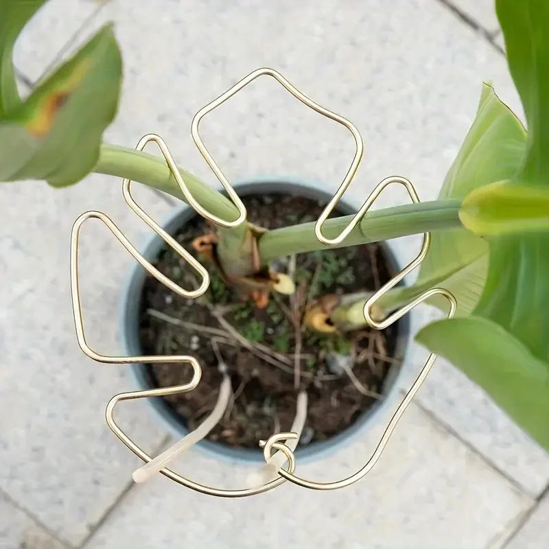 Monstera-Leaf Wire Plant Support Ring for Indoor and Outdoor Pots