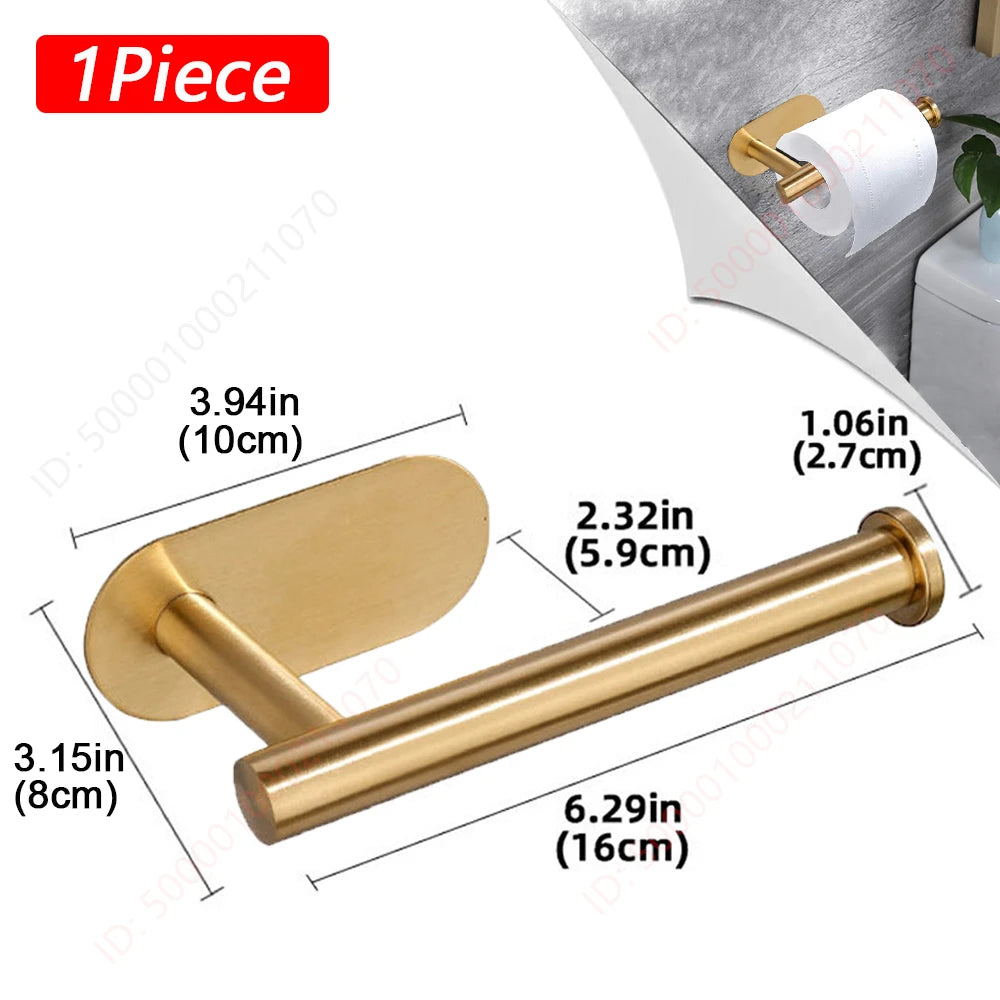 Stainless Steel Adhesive Toilet Paper Holder for Bathroom or Kitchen