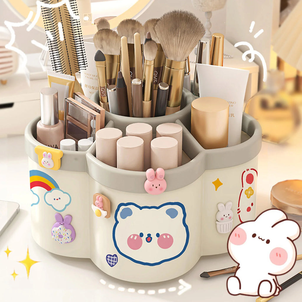 Kawaii Rotating Desk Organizer for Pens, Pencils & Makeup