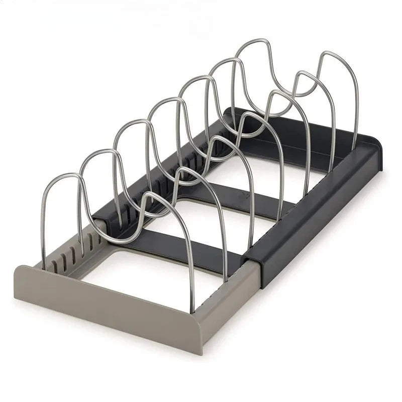 Expandable 7-Slot Pot and Pan Lid Organizer Rack for Cabinets