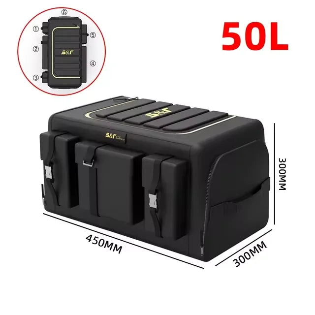 Foldable Oxford Cloth Car Trunk Organizer with Lid – Rectangular 70L, 50L, or 40L Storage Box for Vehicles, Camping, and Home
