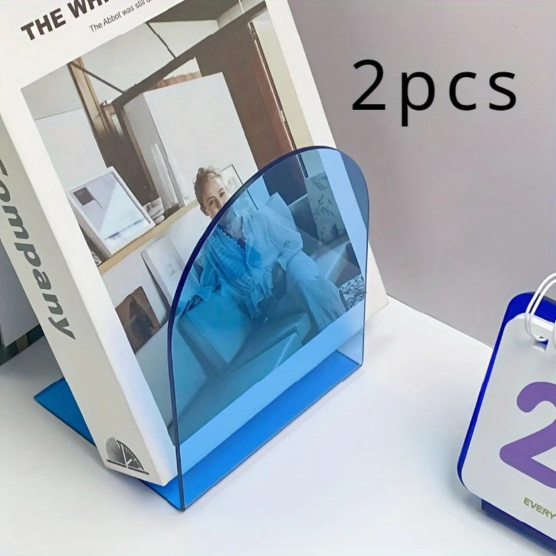 2-Piece Colorful Acrylic Bookend Set for Desk, Shelf or Countertop Organization