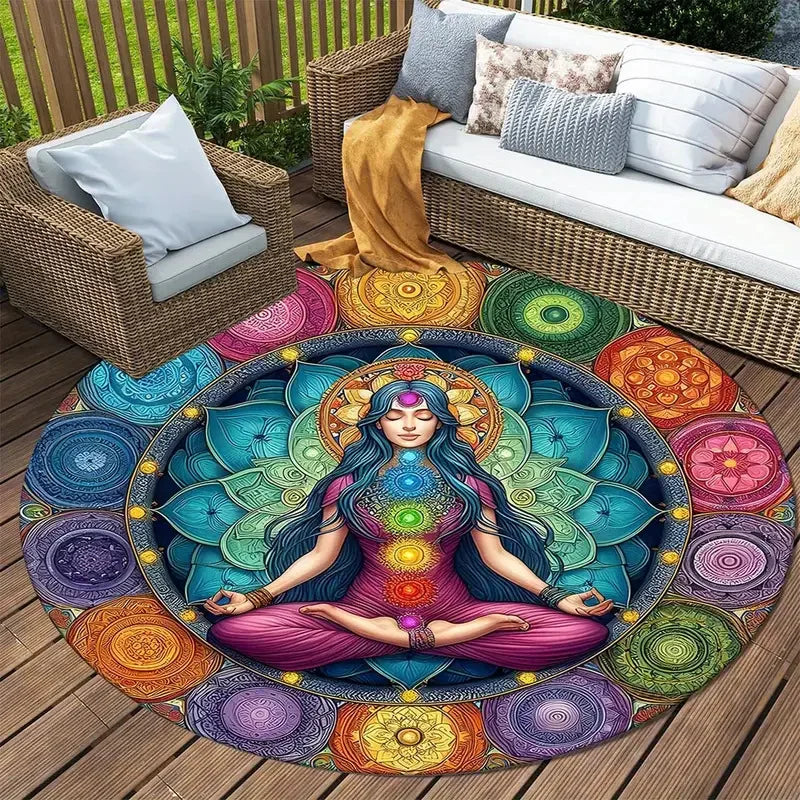 Astrid Vintage Celestial Sun & Moon Round Rug