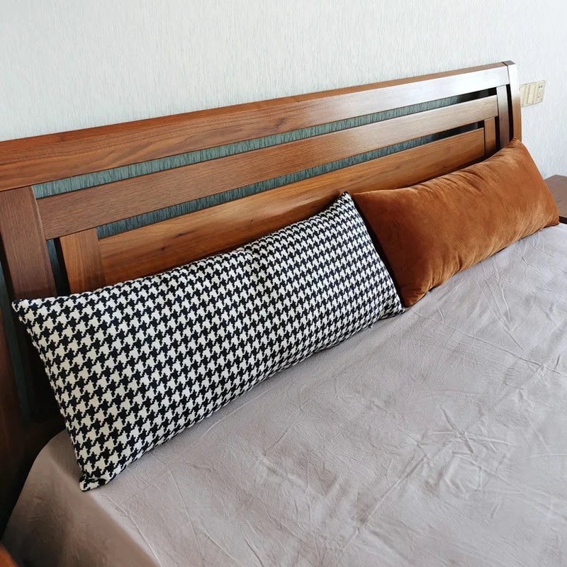 Rowan Rectangular Velvet & Houndstooth Throw Pillow Cover