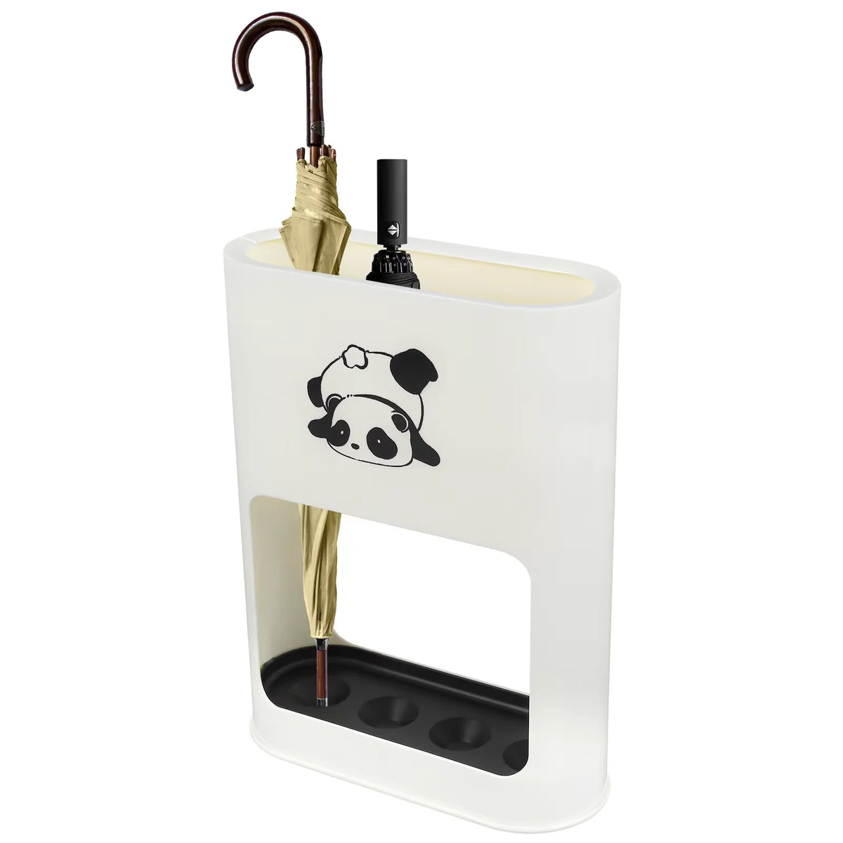 Modern Freestanding Umbrella Stand with Removable Drip Tray for Entryway & Office, Holds 4 Umbrellas — Black, White, or Beige