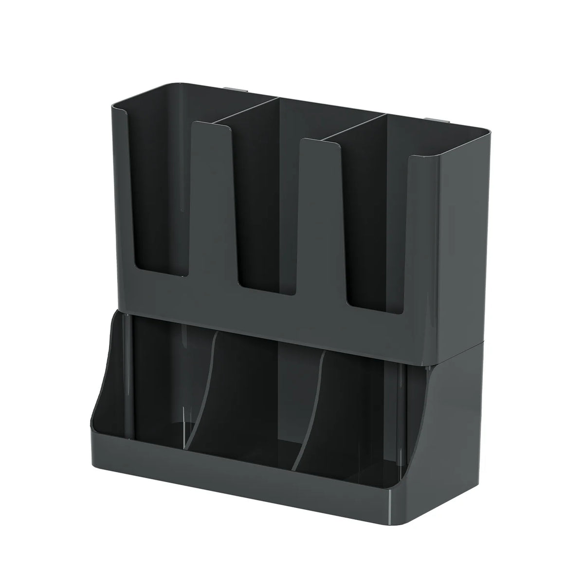 Wall-Mounted Coffee Station Organizer for Cups, Lids & Condiments – Black or White Plastic