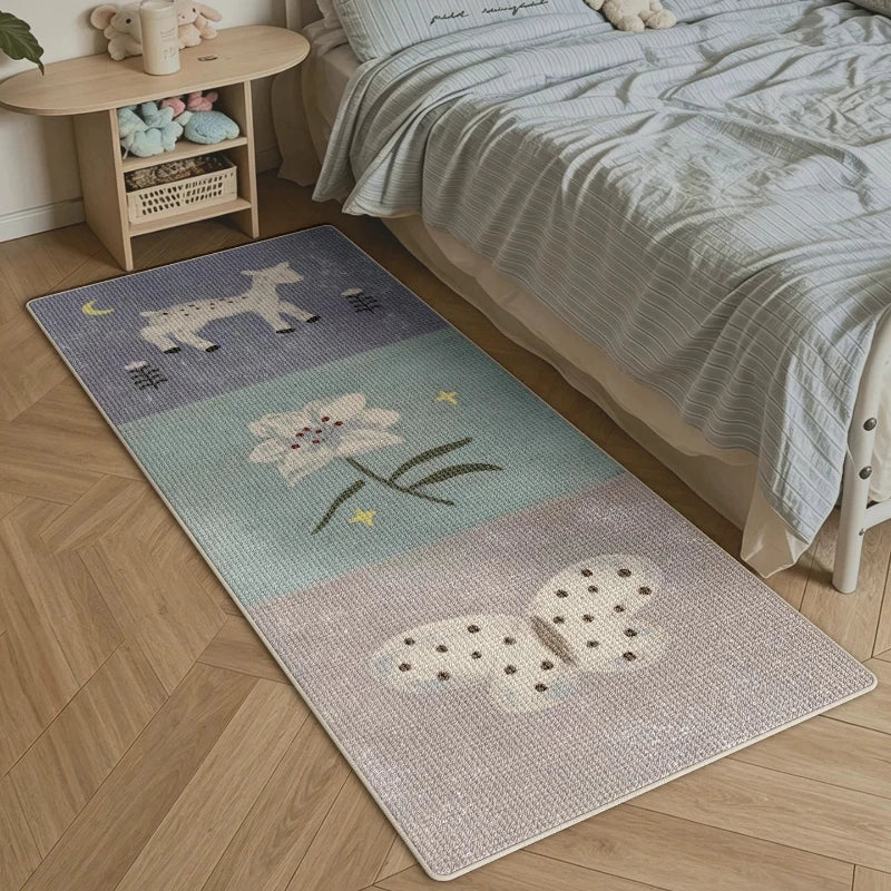 Dottie Patchwork Soft Fluffy Bedside Rug – Cozy Animal Print Bedroom Mat