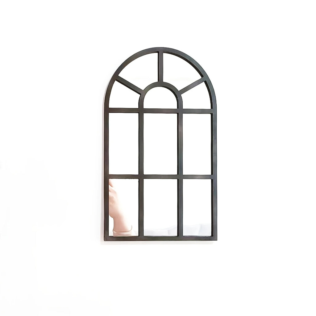 Arched Windowpane Wall Mirror for Entryways or Bedrooms