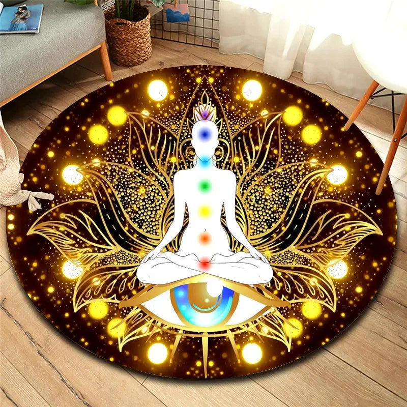 Astrid Vintage Celestial Sun & Moon Round Rug