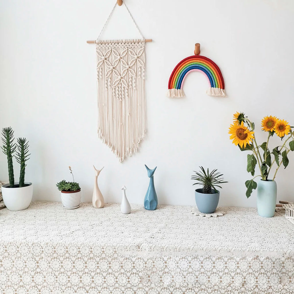 Arden Woven Macrame Wall Hanging – Beige Cotton Tapestry