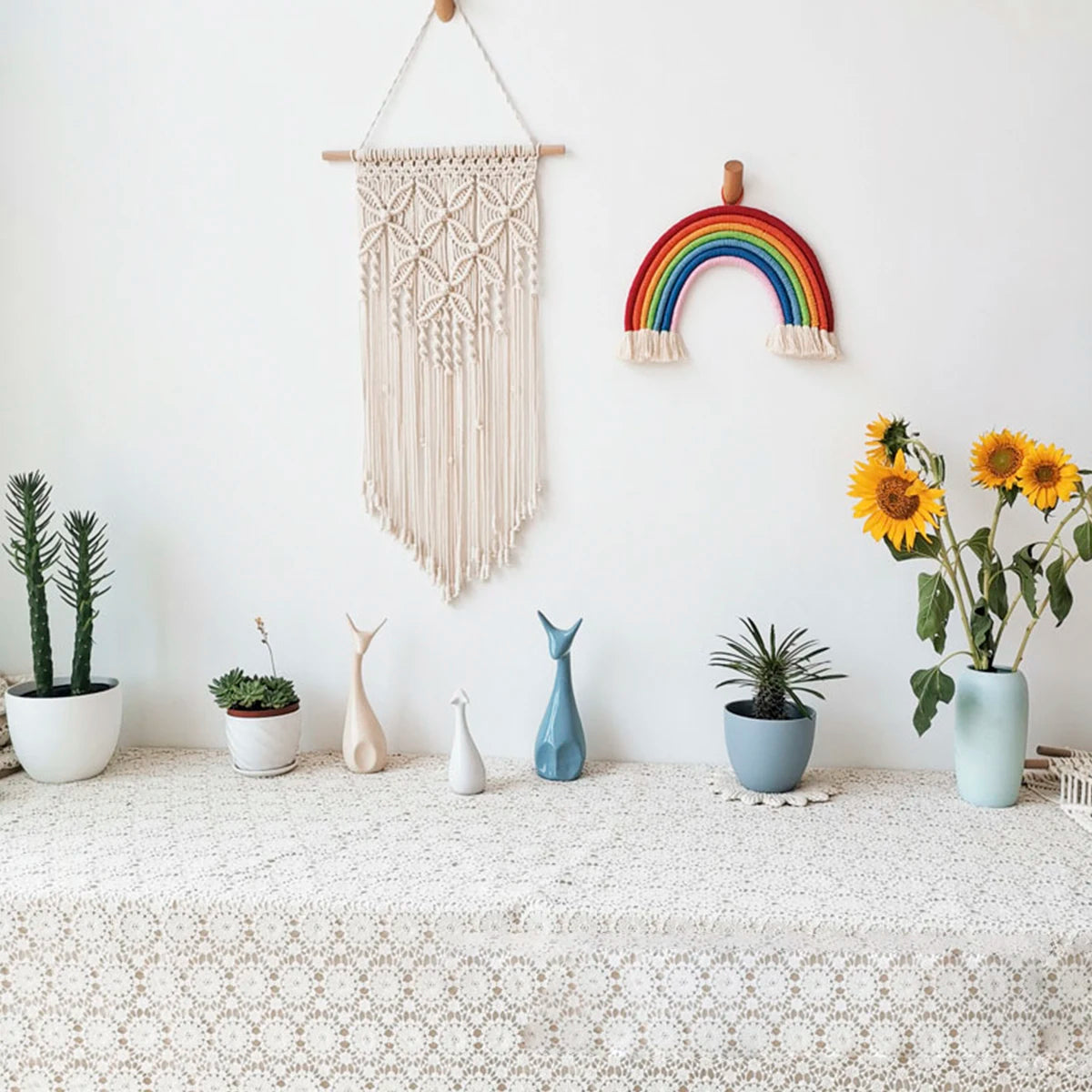 Arden Woven Macrame Wall Hanging – Beige Cotton Tapestry