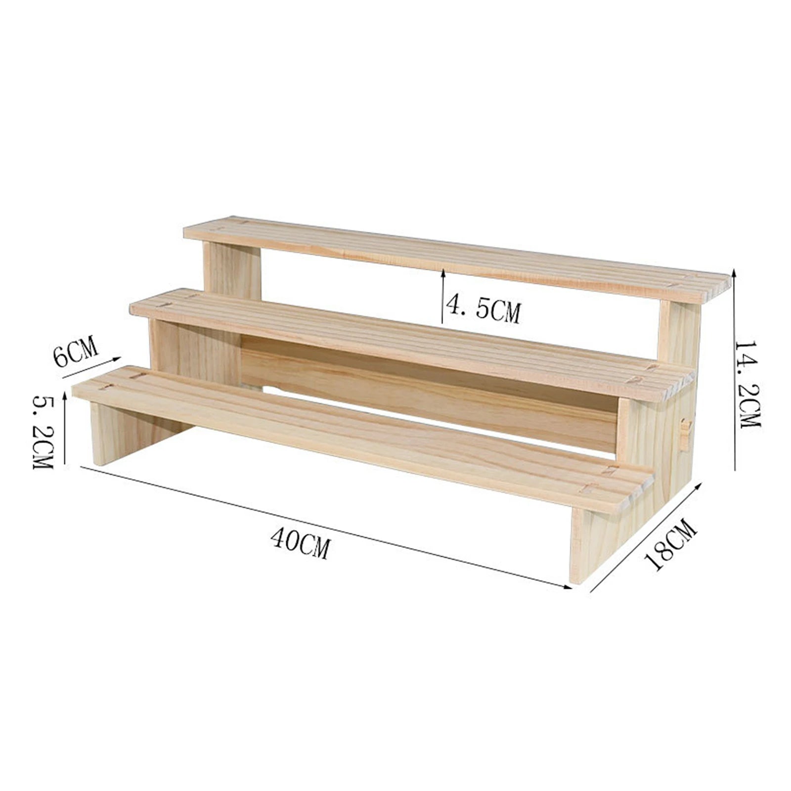 Wooden Tiered Display Riser Shelf for Living Room & Home Organization