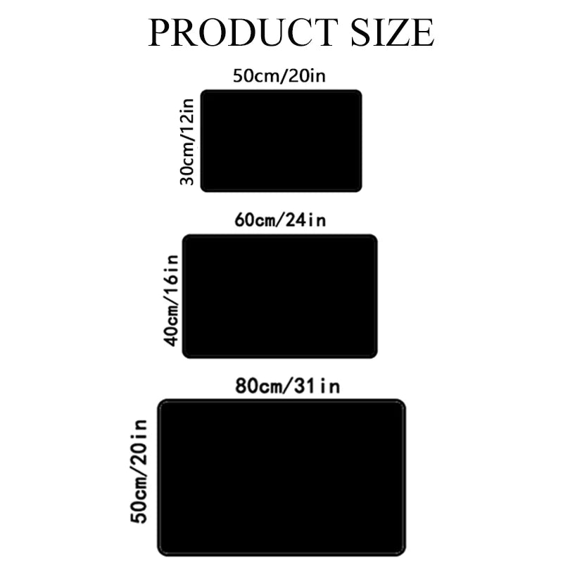 Three sizes of rectangular doormat displayed on a white background, labeled with measurements