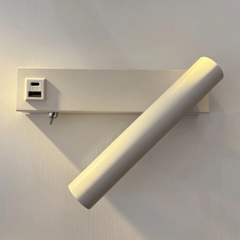 Ryde Minimalist Rotating Wall Reading Light with USB, Bedroom & Living Room