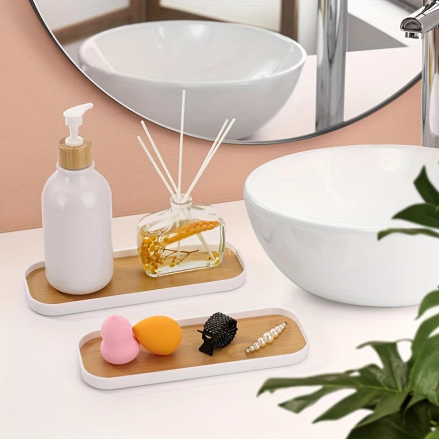 Slim Rectangular Vanity Tray for Bathroom or Bedroom