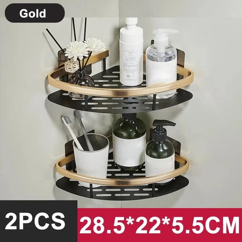 Wall-Mounted Aluminum Organizer Shelf (Adhesive, No-Drill)