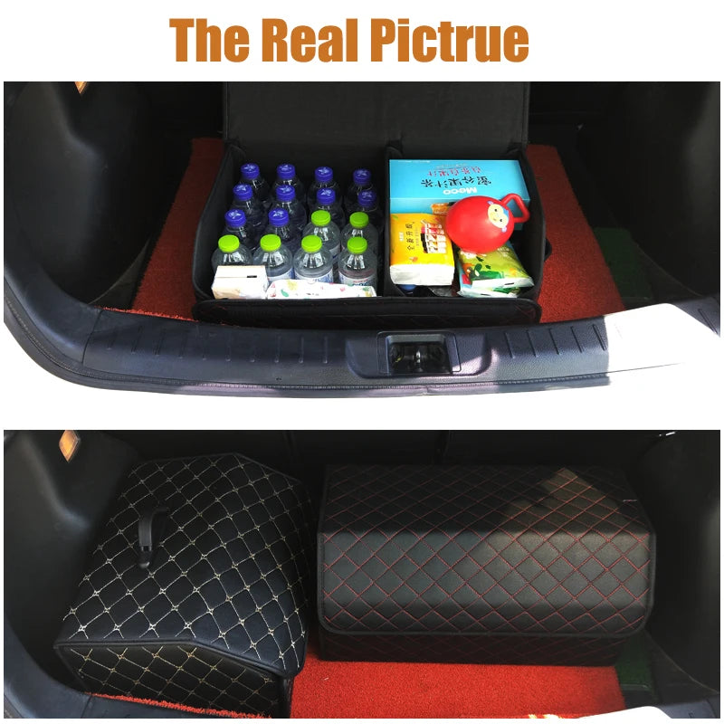 Quilted Folding Car Trunk Organizer with Handle