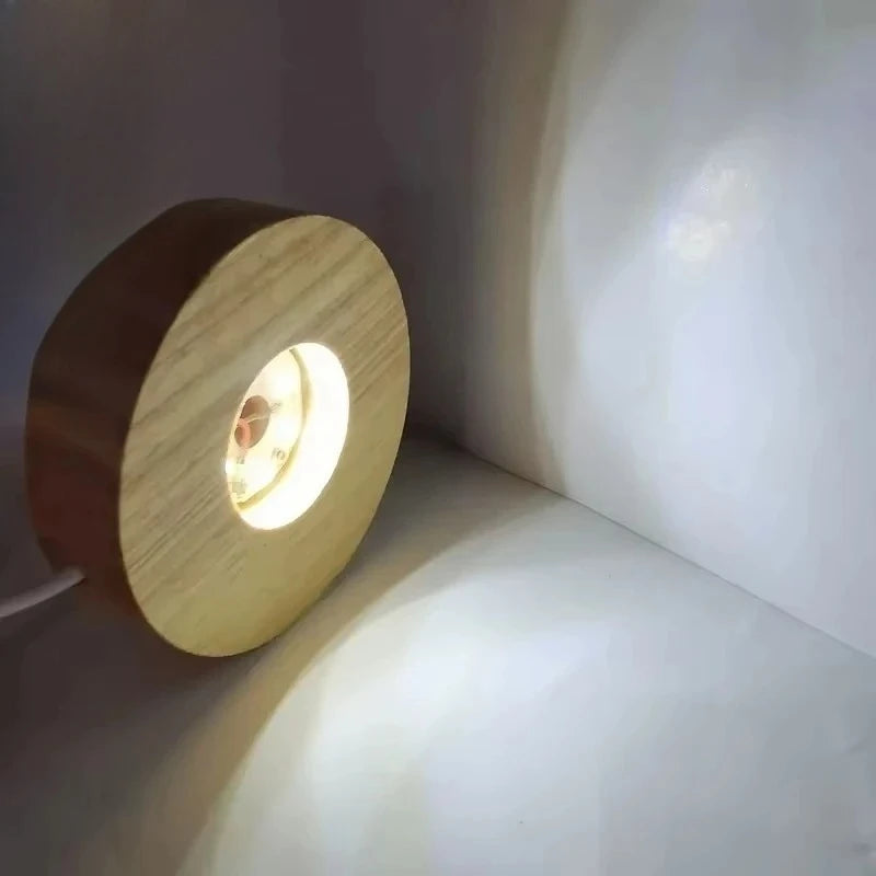 Wooden LED USB Display Light Base for Art and Decor