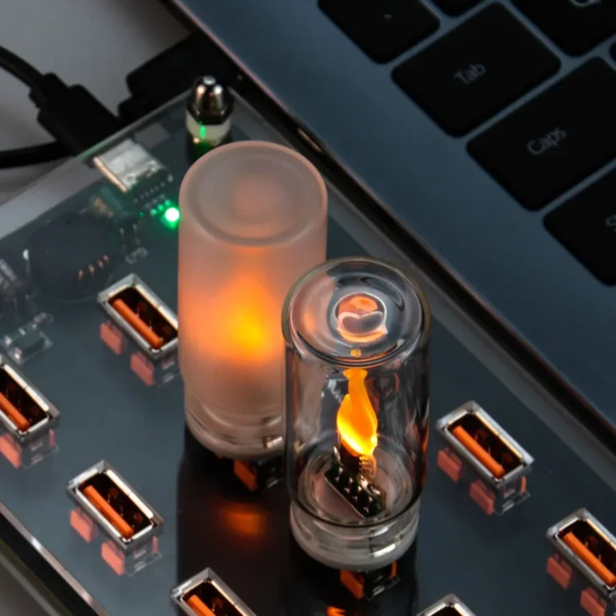 Simulated Flame USB Glass Candle Night Light