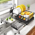 Large Iron Dish Drying Rack with Drainboard and Utensil Holder