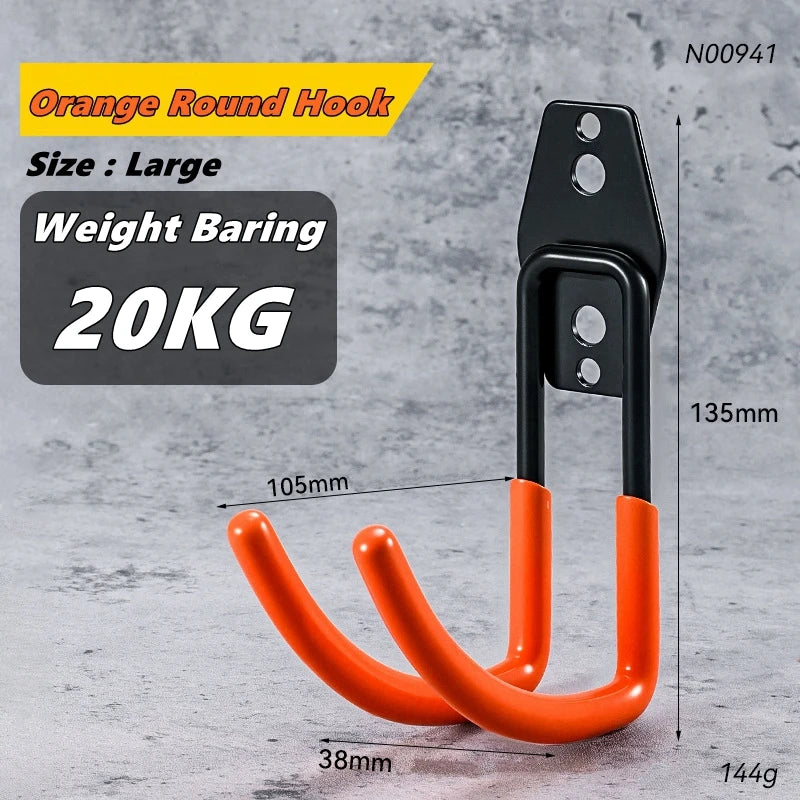 Wall-Mounted Metal Utility Hooks for Garage & Tool Storage