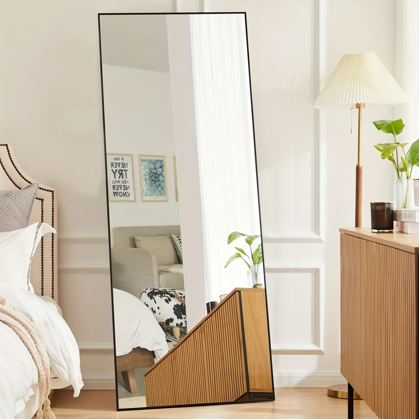 Elowen Arched & Rectangular Full Length Mirror with Aluminum Frame