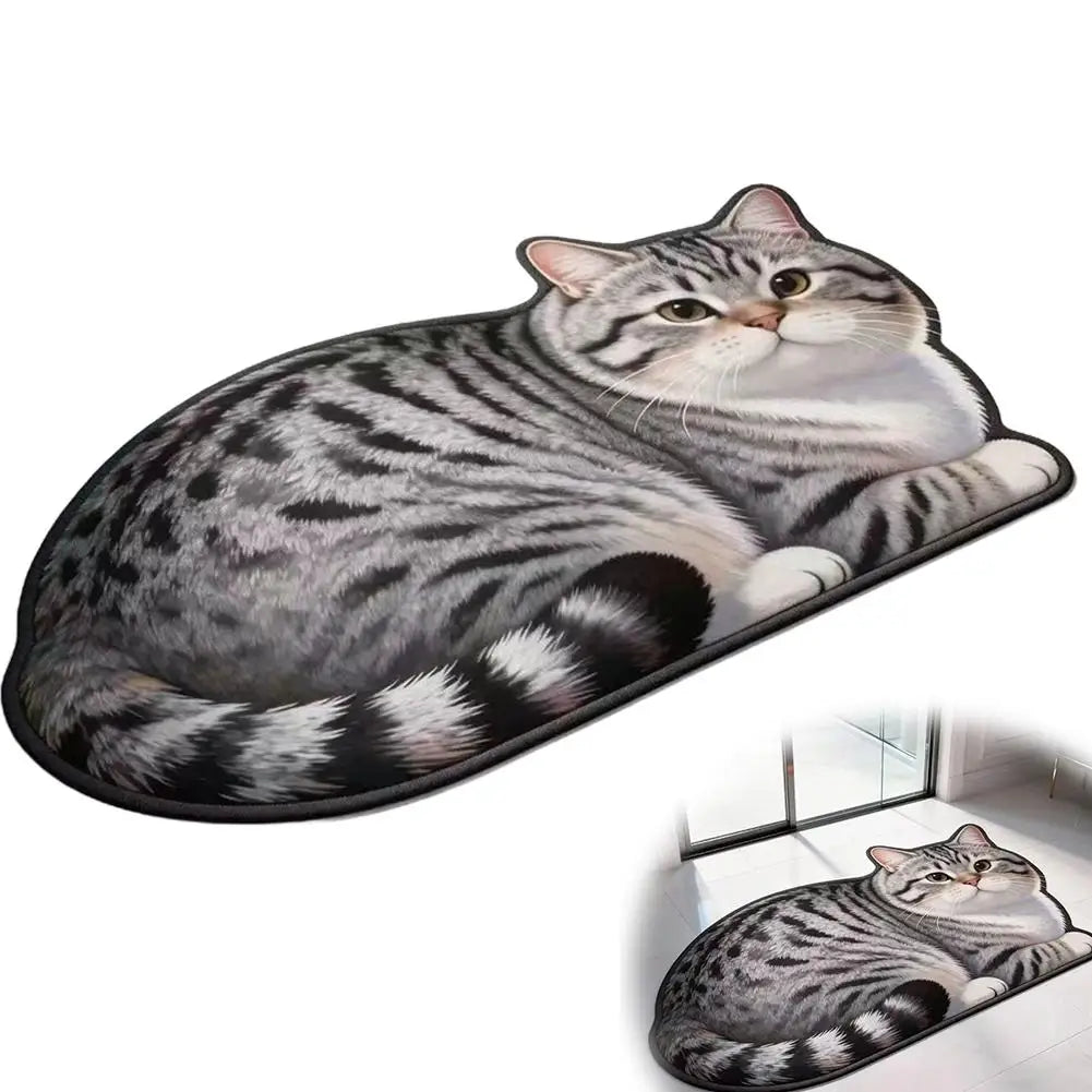 Whisker Cat Shaped Absorbent Bath Mat for Bathroom & Entryway