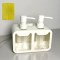 Kitchen Sink Dual Soap Dispenser with Sponge and Brush Holder, Black or White