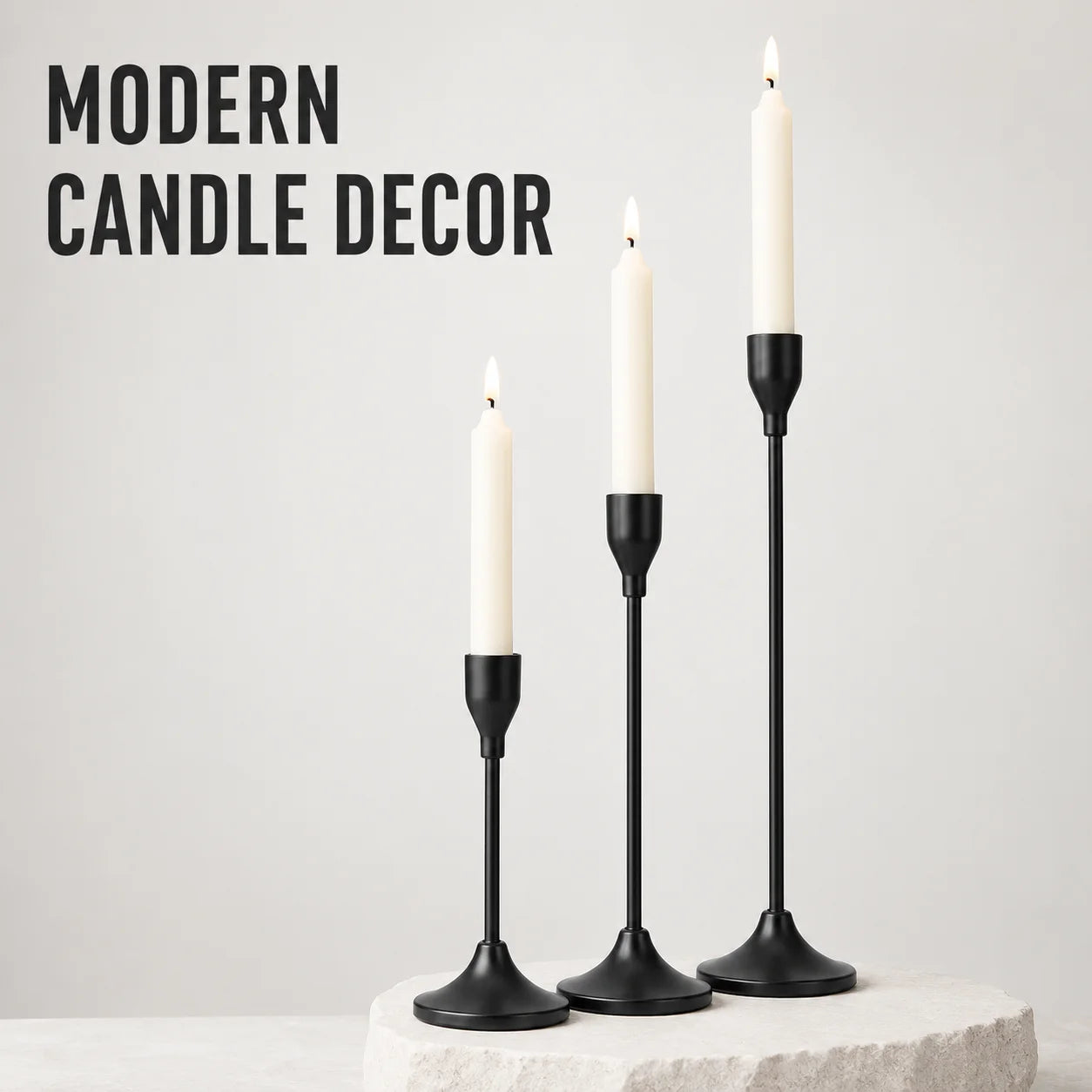 Auden Metal Candle Holder Set – 3-Piece Taper Stand for Living Room or Table