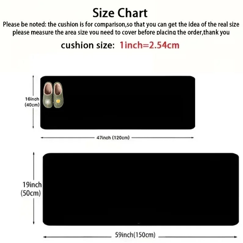 Size chart showing two rectangular runner rug options in centimeters and inches