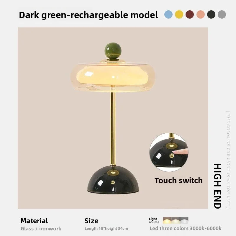 Clementine Rechargeable Mushroom Table Lamp for Bedside & Cozy Home Lighting – Dimmable, Touch-Control, 3 Color Modes