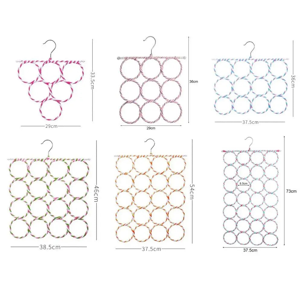 Multi-Ring Rattan Weave Scarf & Accessory Hanger for Closet Organization – 6 to 28 Loops