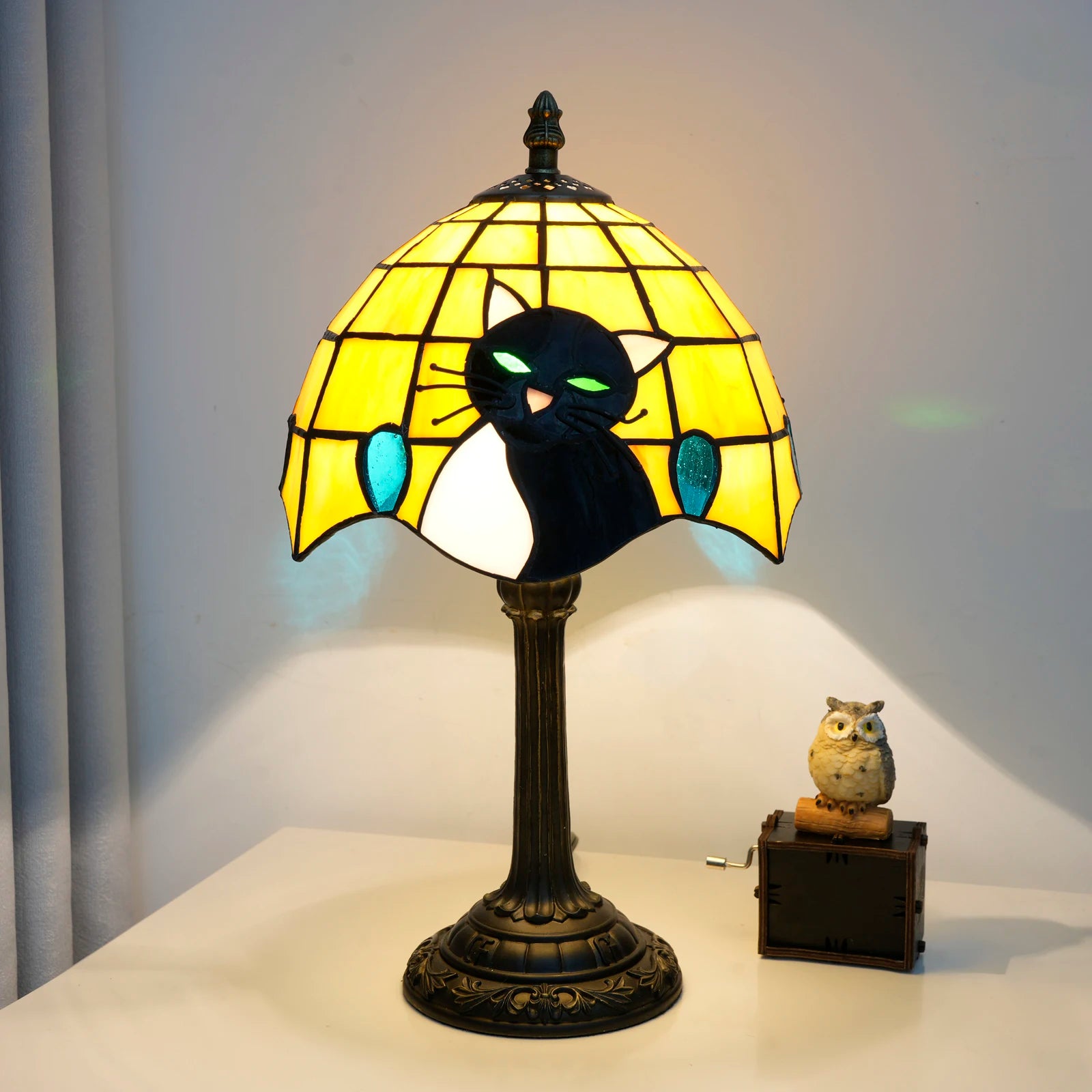 Vivian Stained Glass Cat Table Lamp