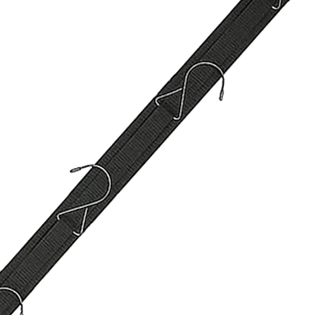 Close-up of polyester drying rack strap with adjustable metal hooks